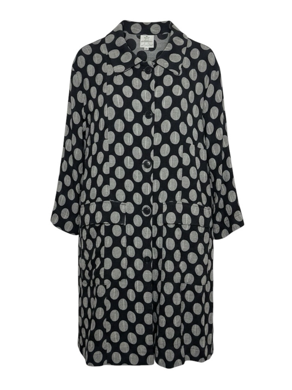 Spirithouse Crinkle Lagenlook Polka Dot Oversized Tunic Coat Silk Blend XS